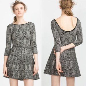 Zara Woman Knit Jacquard Dress with Low Cut Back